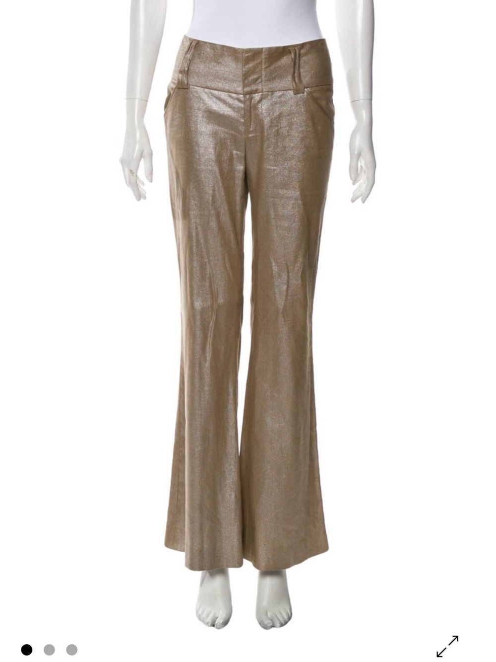 Alice + Olivia Metallic Taupe Flare Pants